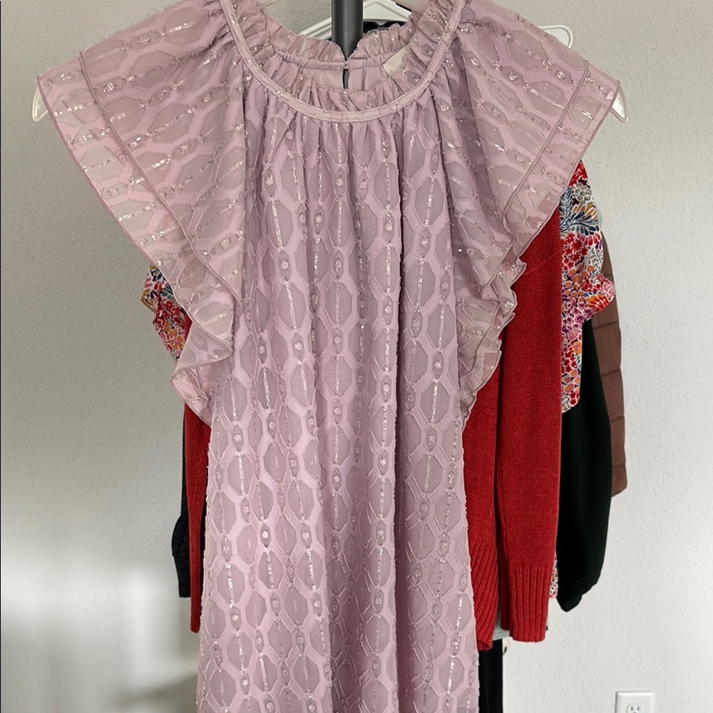 Lavender Ruffle Sleeve top